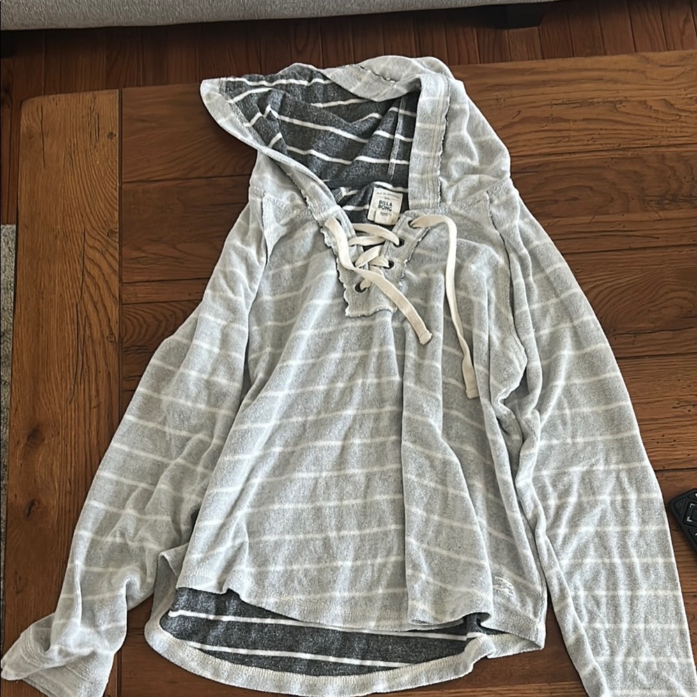 Billabong Charcoal and Cream Striped Hoodie